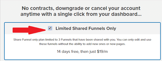 ClickFunnels Shared Funnel Plan Checkbox